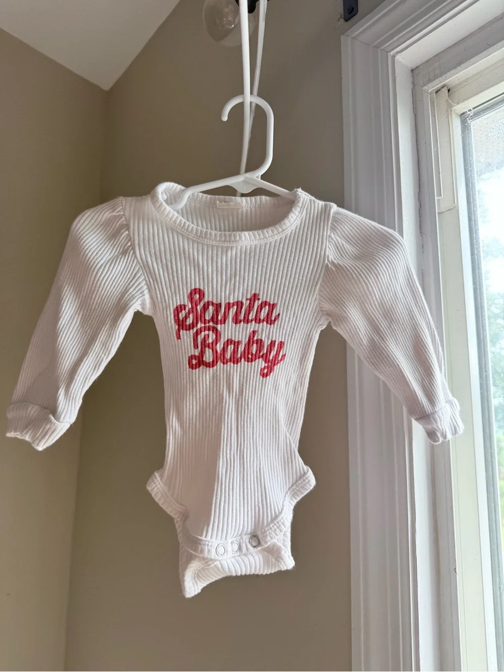 2 for $10 Santa Baby White Ribbed Long-Sleeve Baby One-Piece